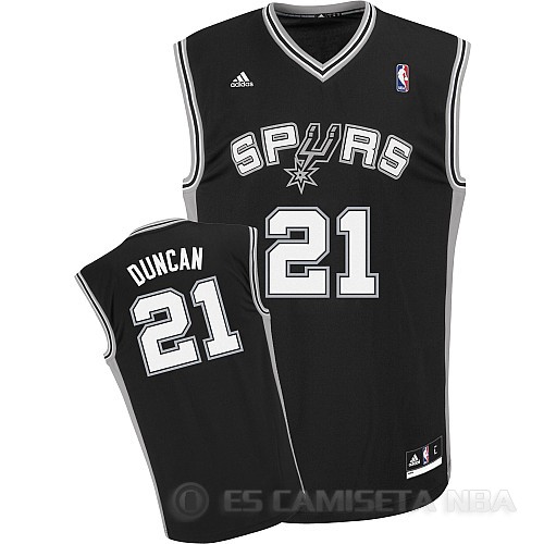 Camiseta Duncan #21 San Antonio Spurs Negro - Haga un click en la imagen para cerrar